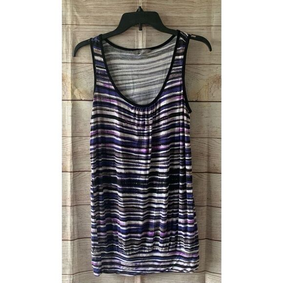 Pre Owned Women’s Daisy Fuentes Casual Festive Stripe Tank Top Sz Med Comfort - Picture 2 of 5